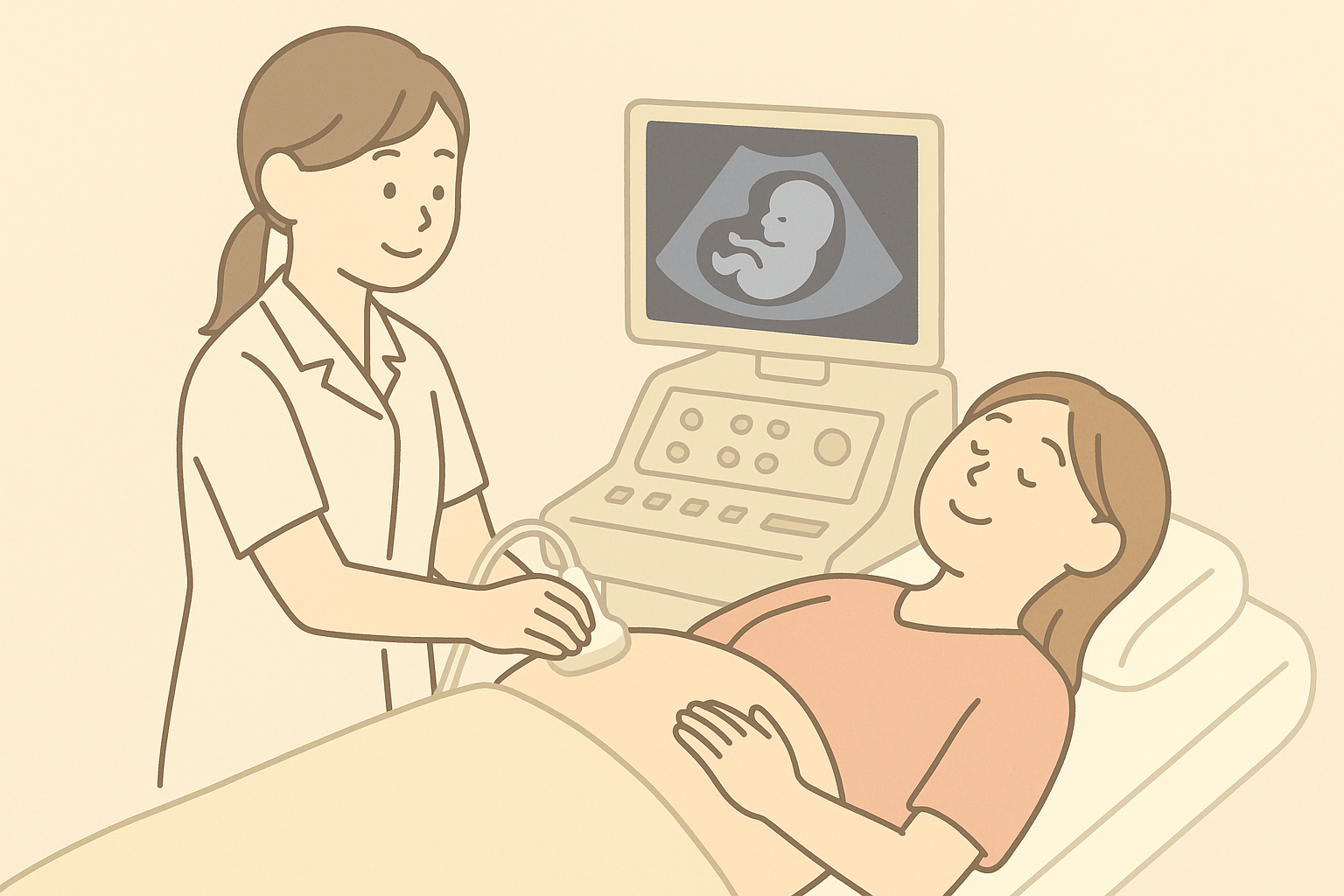 妊娠中のエコーイラスト